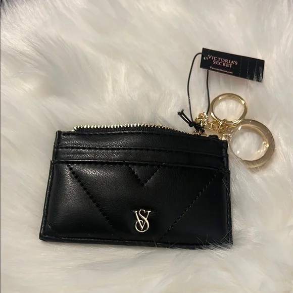 Victoria's Secret Black Card Holder with Gold Keychain - Picture 3 of 10